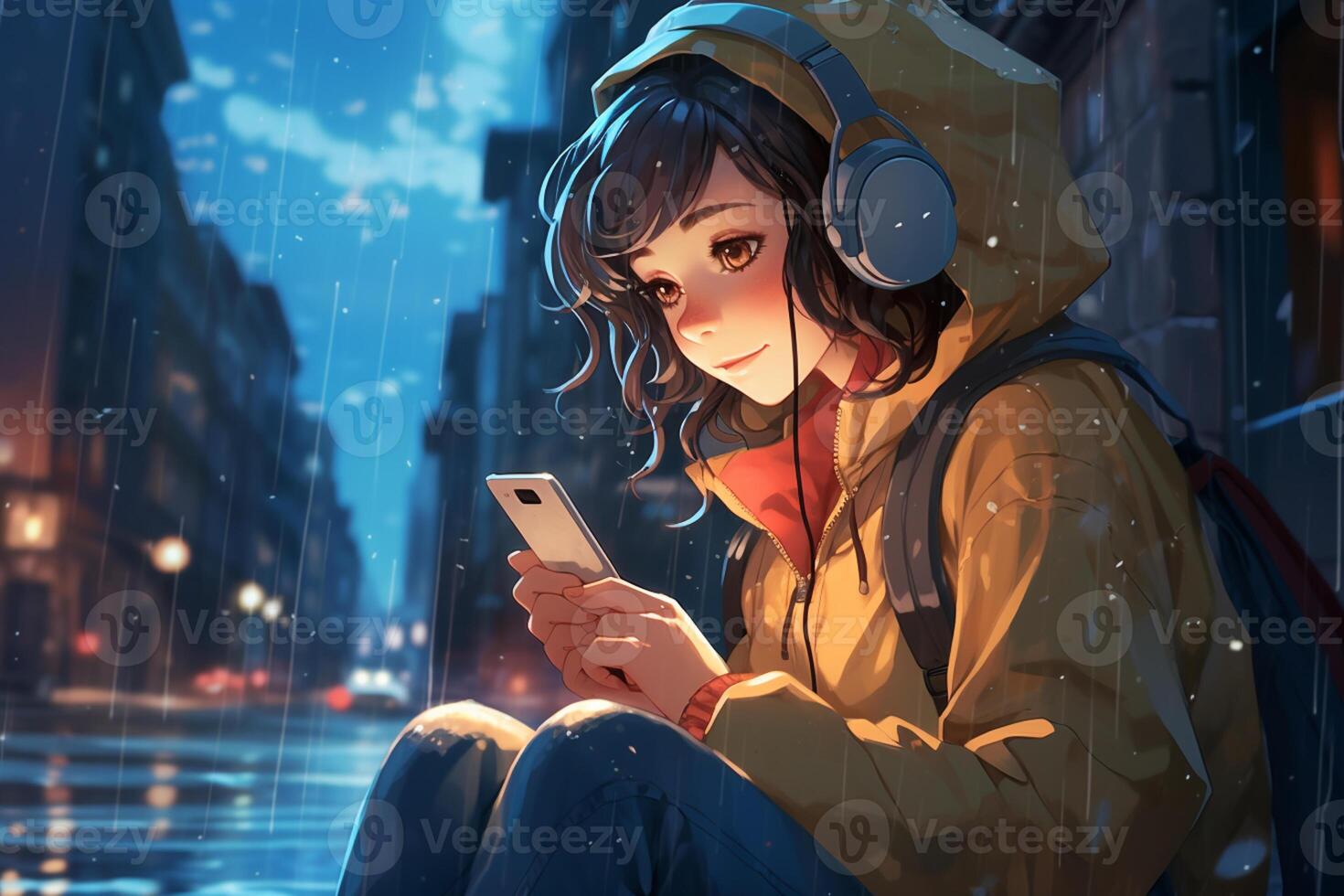 Sad anime girl on ledge Wallpapers Download