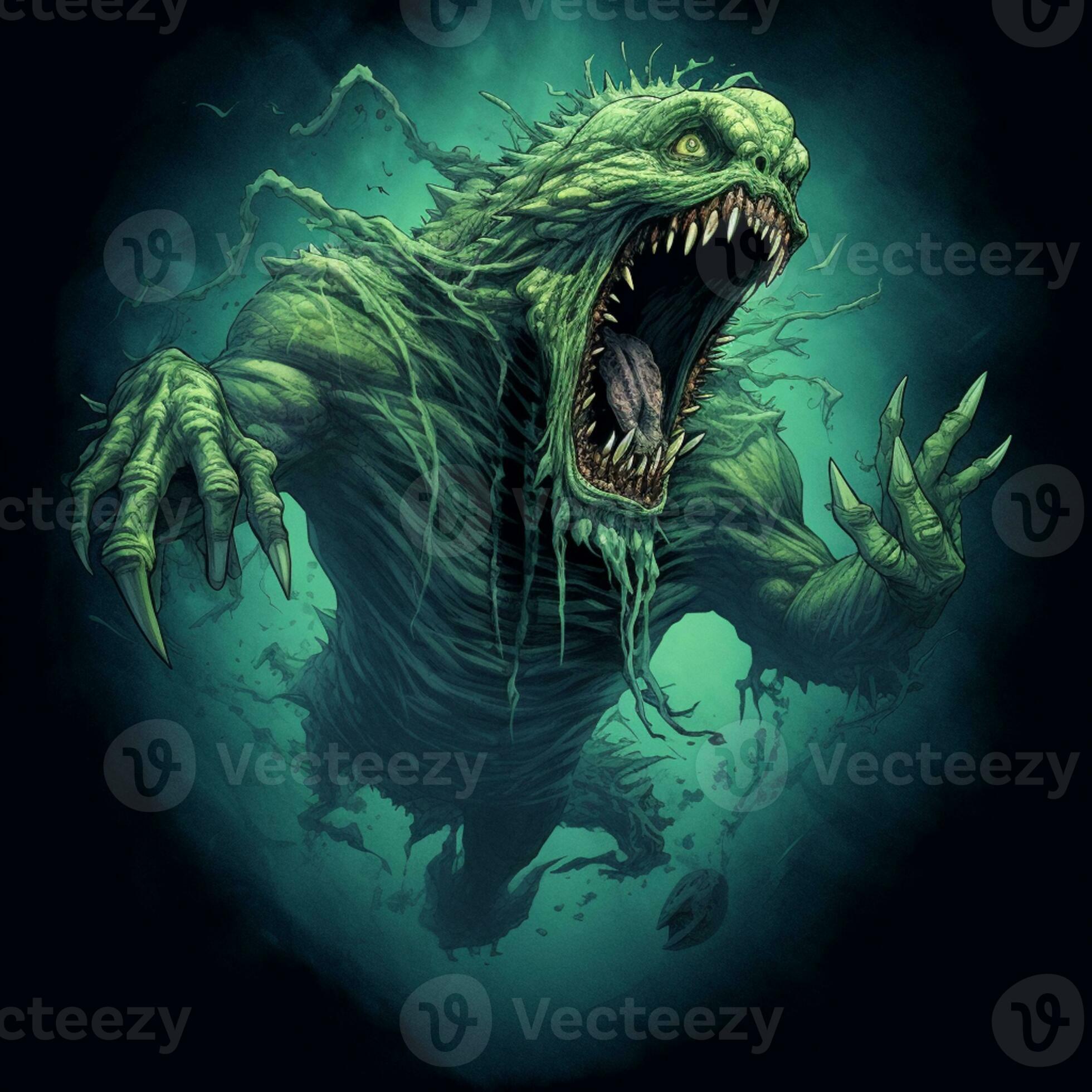 Monster In Dark Room Vector Art & Graphics