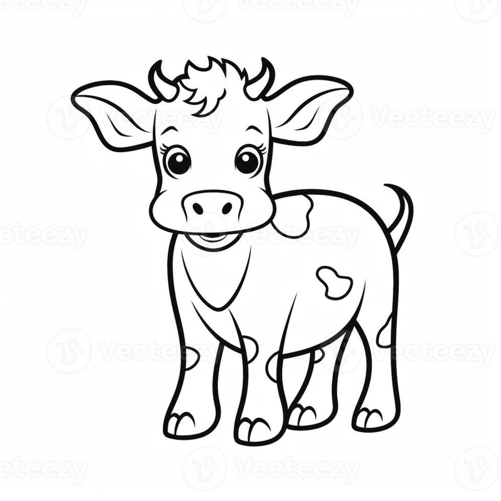 a black and white drawing of a cow with spots on it. generative ai