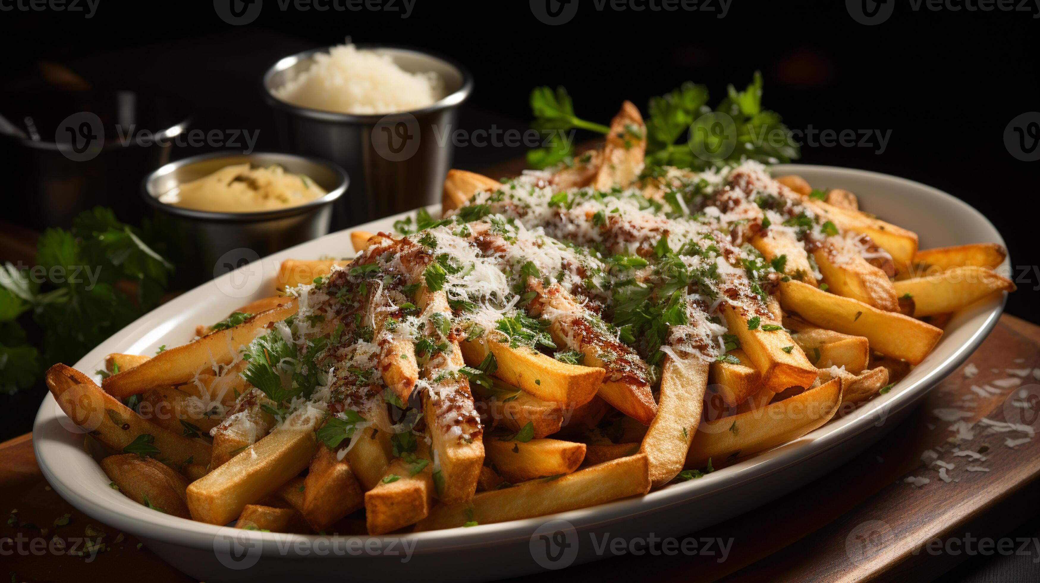 araffy french fries with parmesan cheese and parsley. generative ai