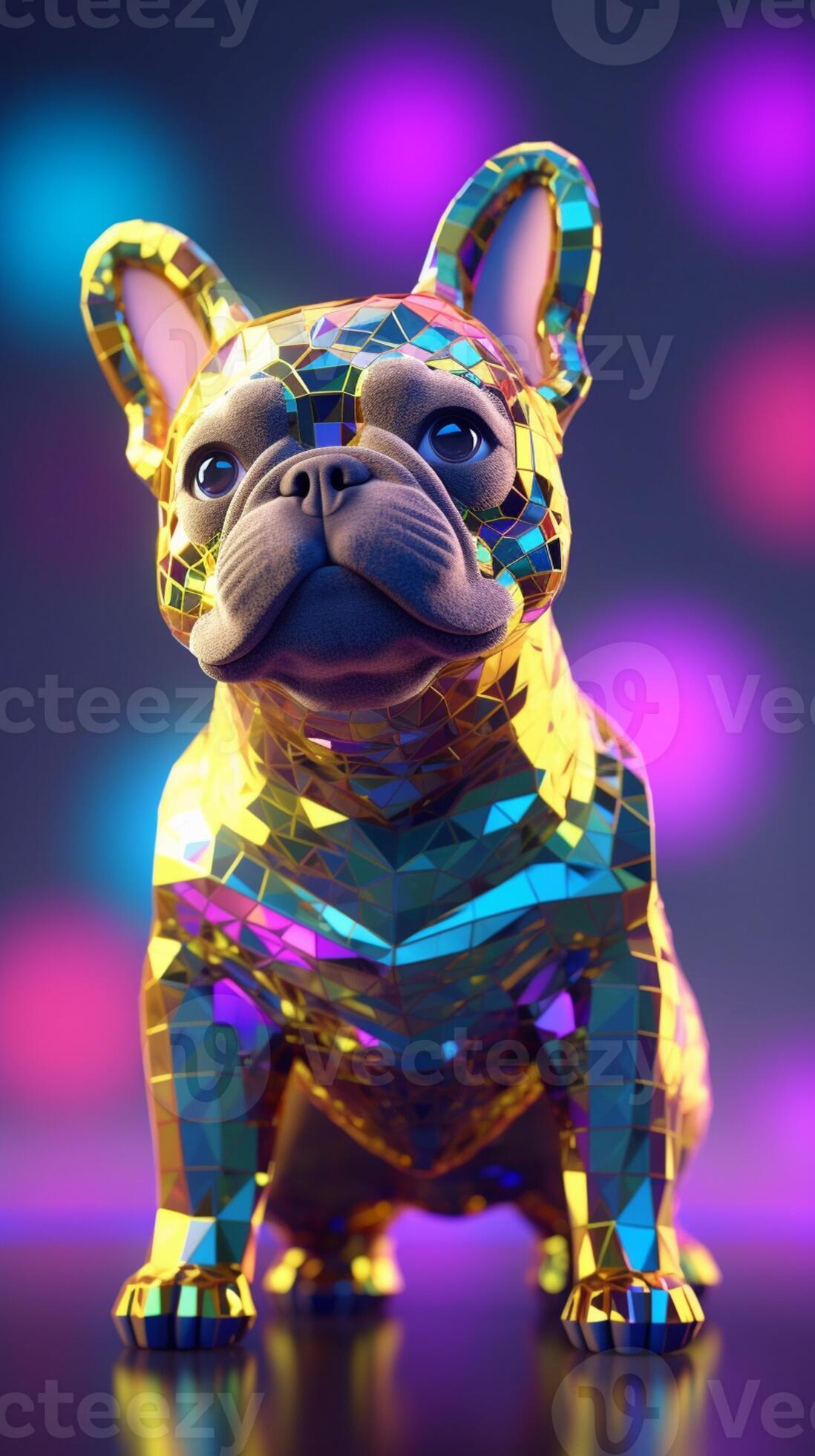a close up of a shiny dog statue on a table. generative ai. 28508264