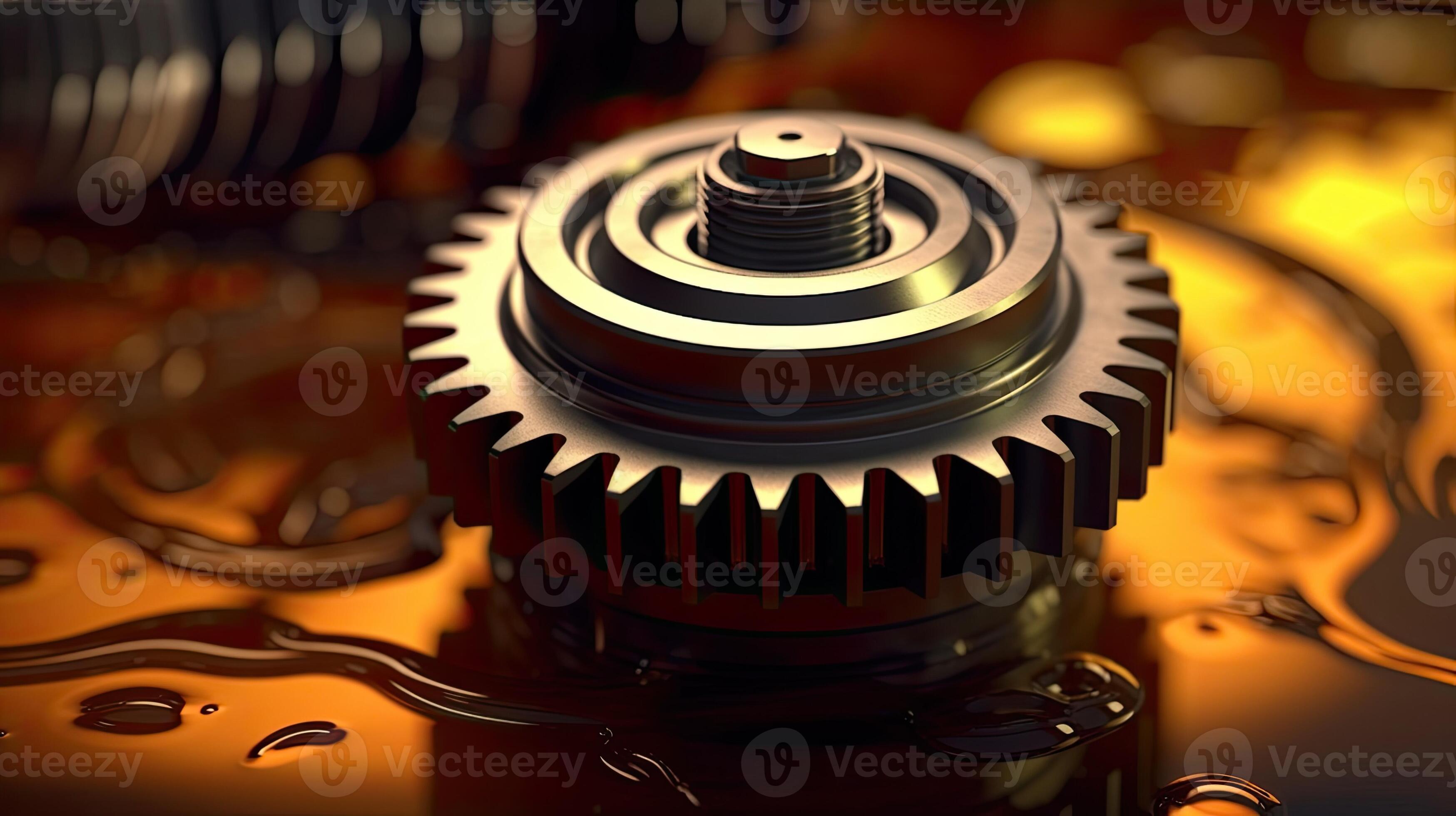 Lubricate motor oil and Gears. Oil wave splashing in Car engine with