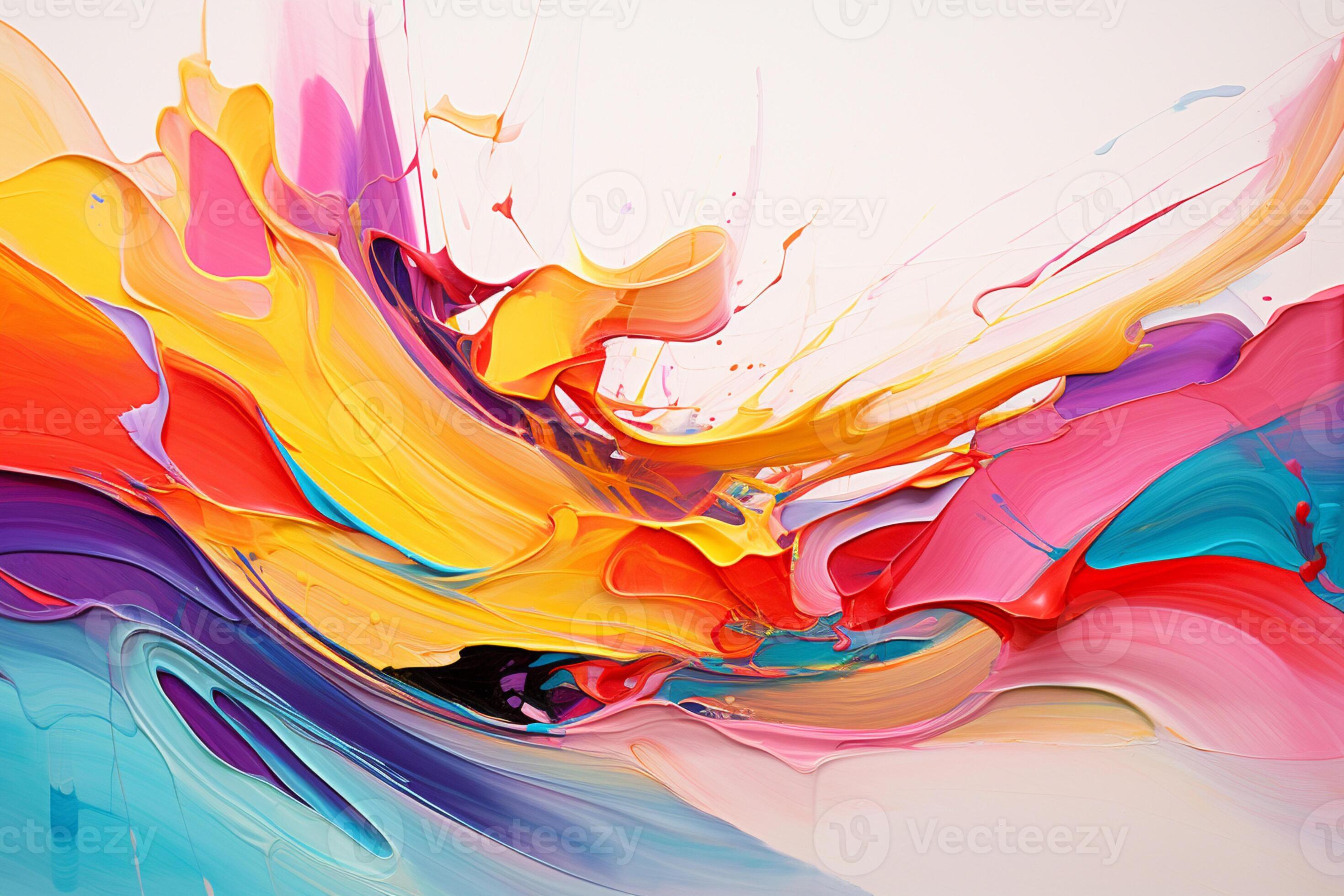 brightly colored paint is mixed in to a large painting. generative ai