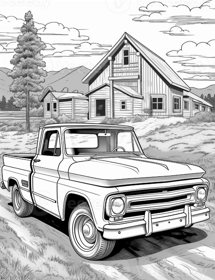 Chevy Coloring Pages - Coloring Pages Of Old Trucks Old Truck Coloring Pages Generative Ai Photo 