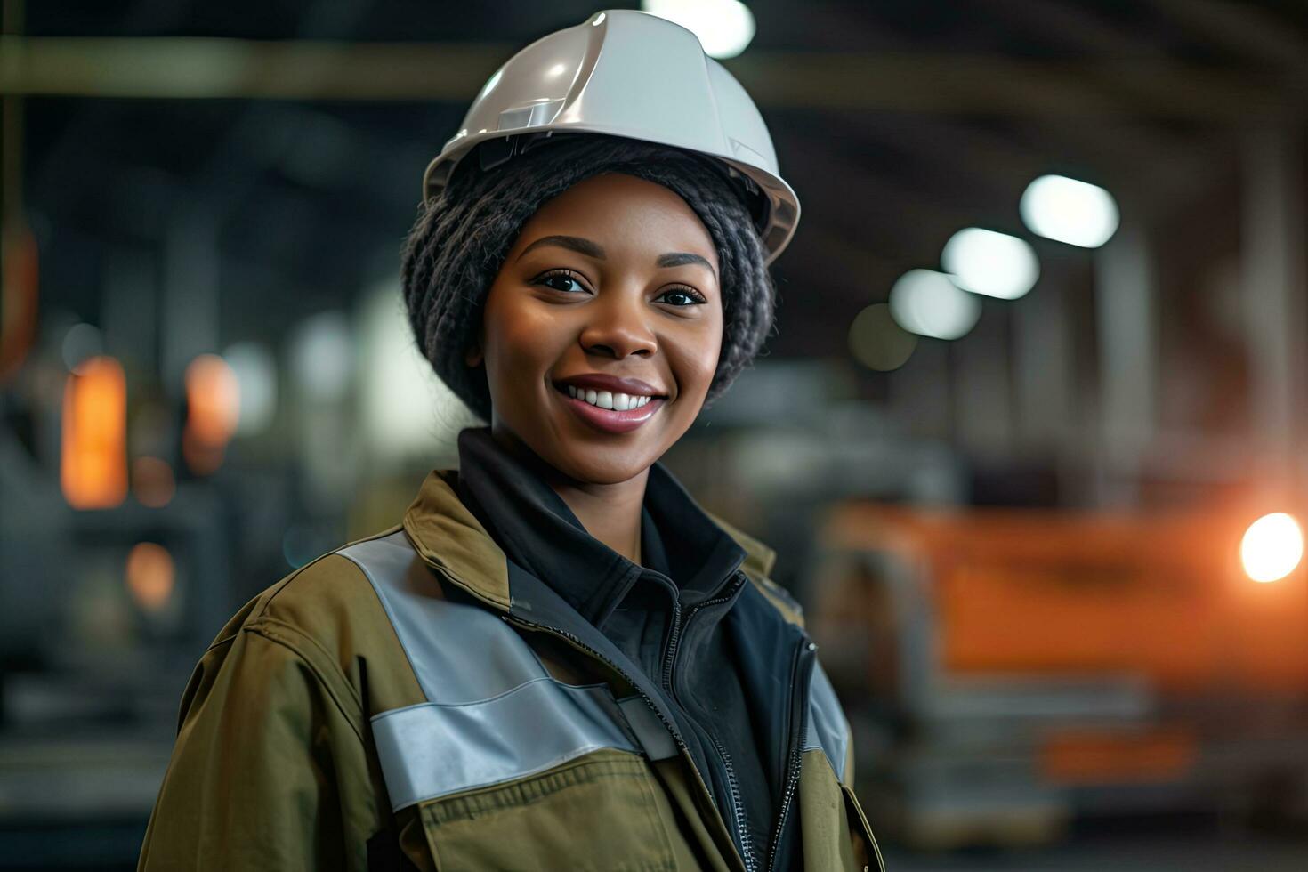 Happy african american women industrial professional standing in ...