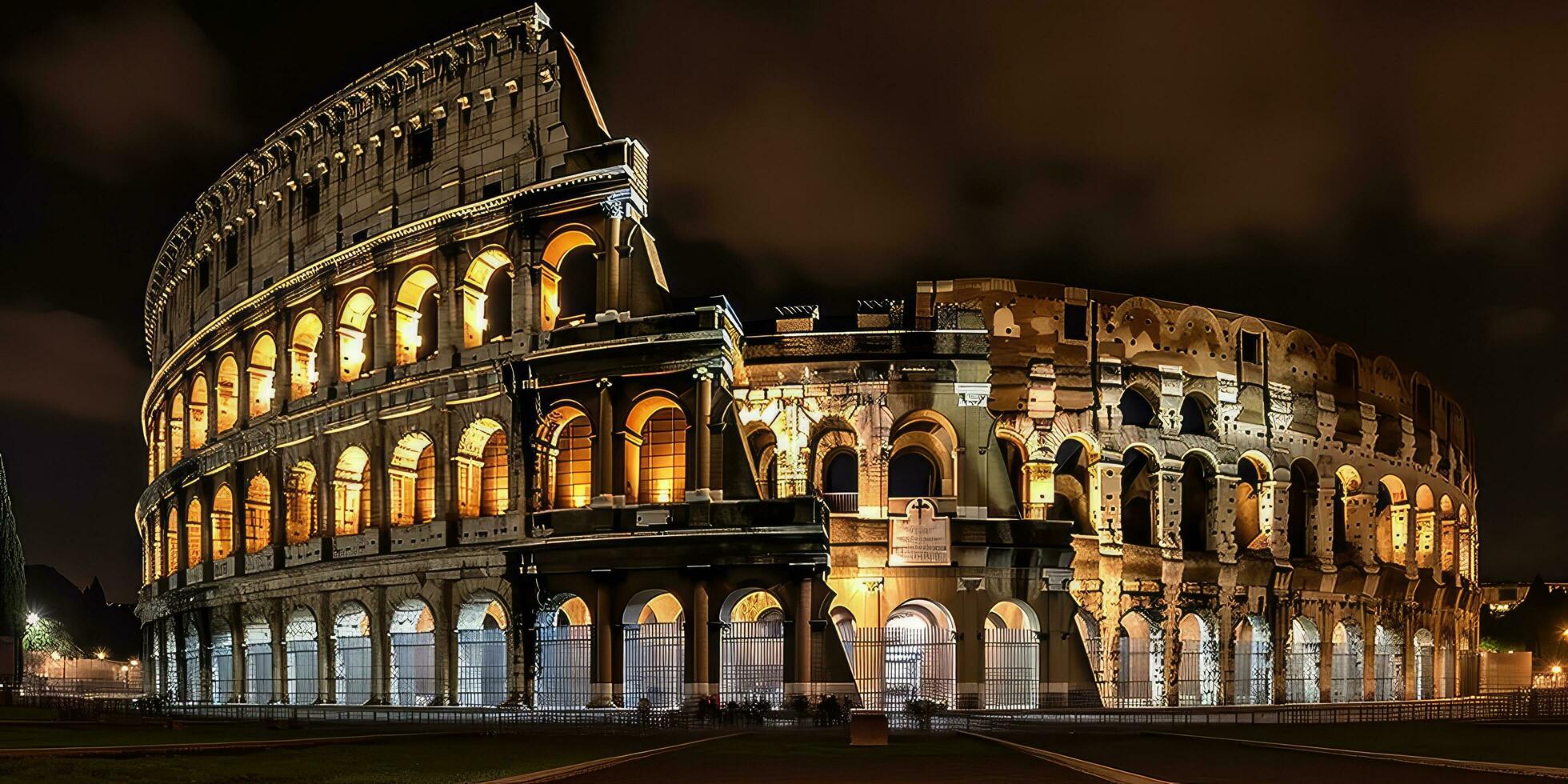 Coliseum at night. Rome - Italy ,Generative AI photo