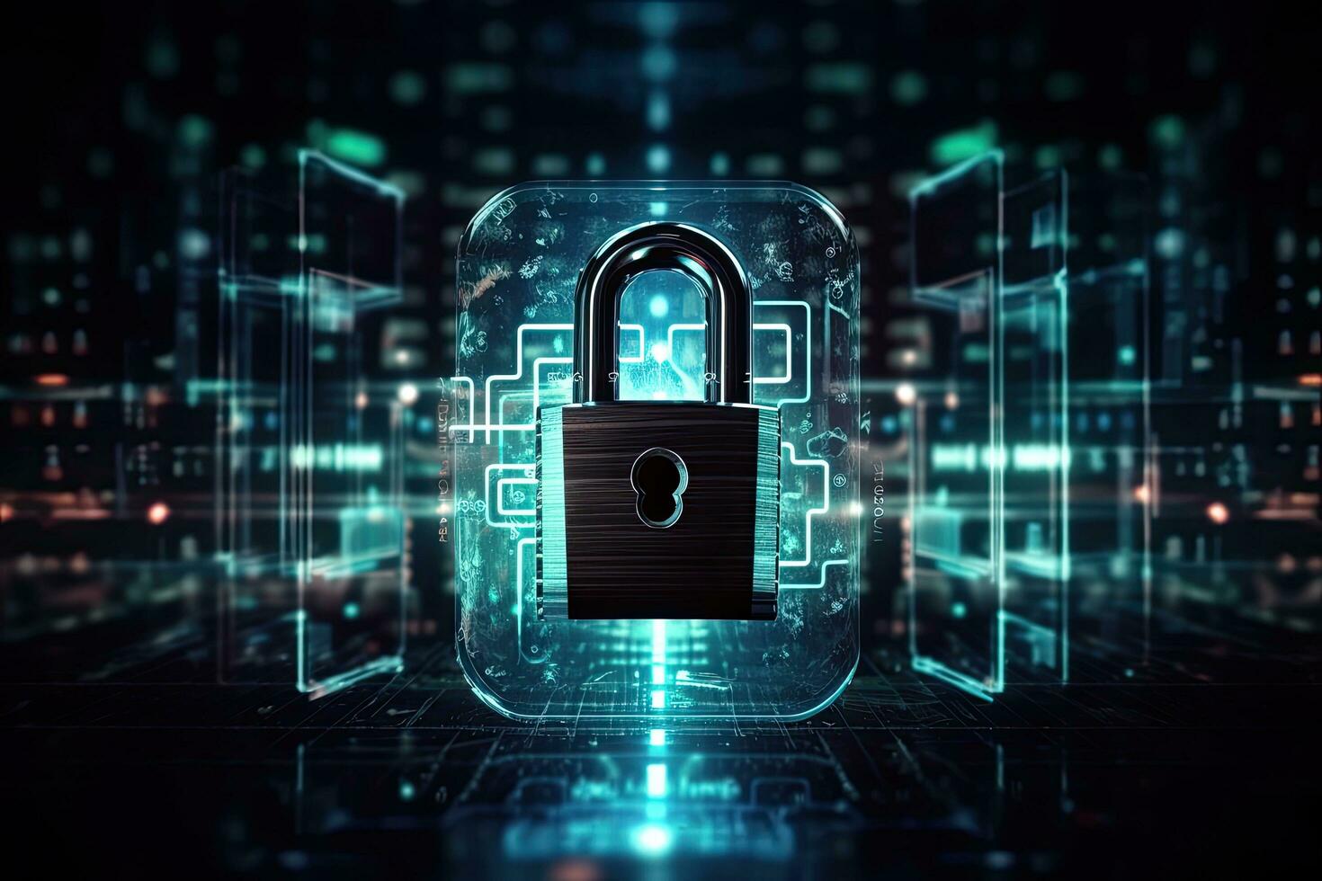Security concept Lock on digital  , Generative AI. photo