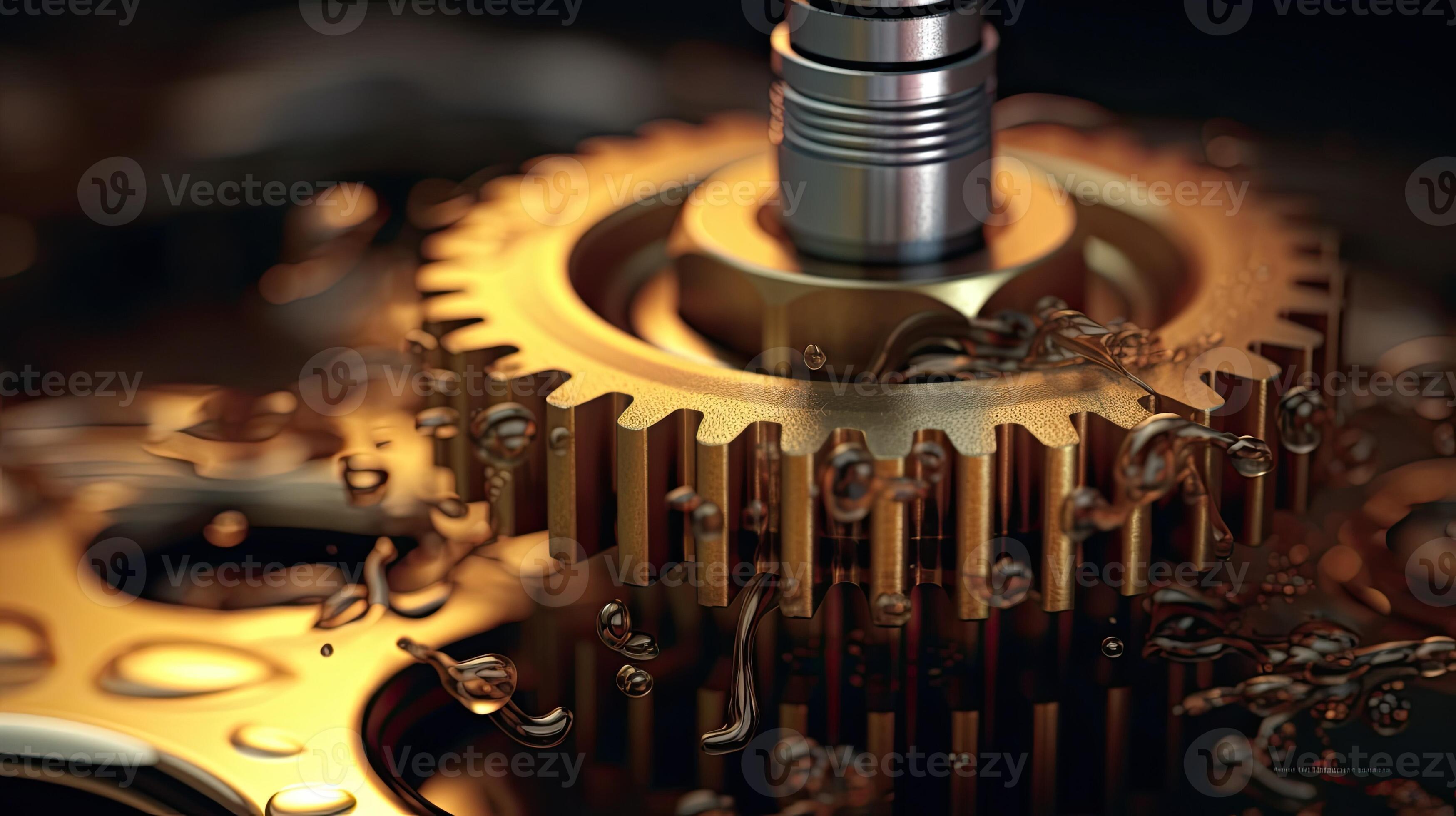 Lubricate motor oil and Gears. Oil wave splashing in Car engine with lubricant oil. Concept of