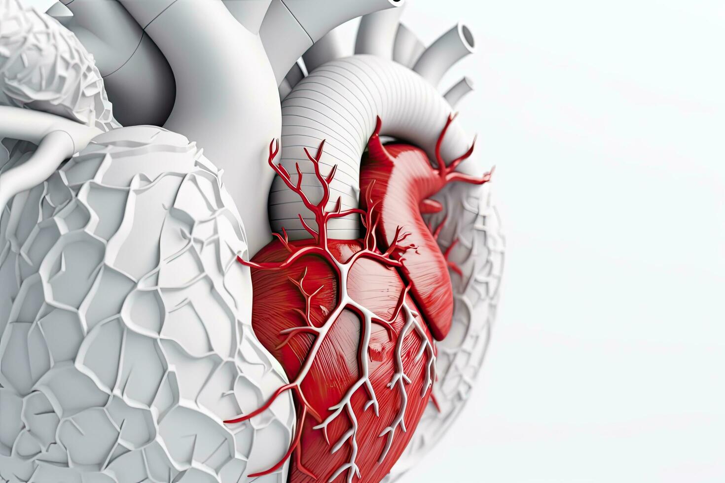 humano corazón 3d en blanco antecedentes ,generativo ai. foto