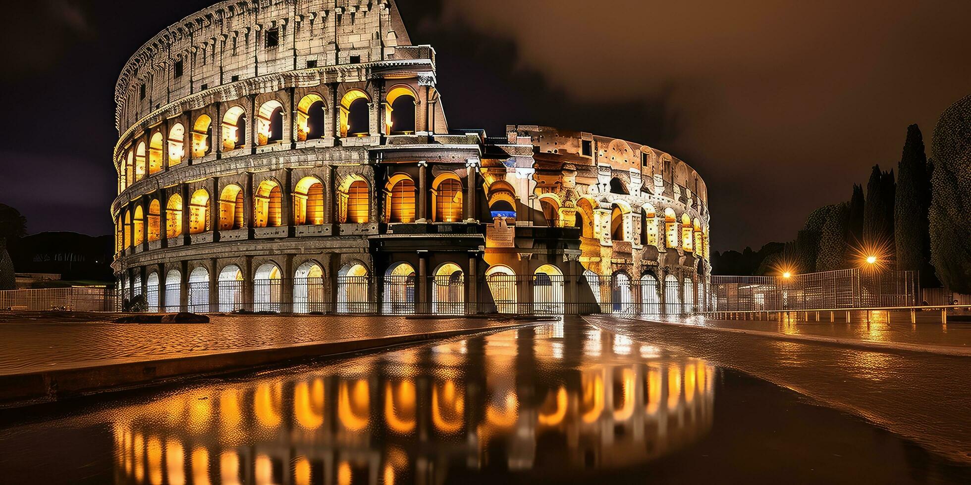 Coliseum at night. Rome - Italy ,Generative AI photo