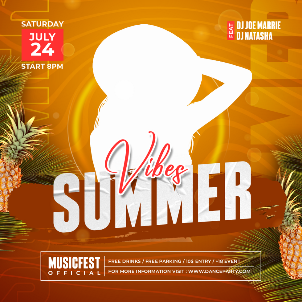 Summer vibes dj party flyer social media post web banner Premium PSD