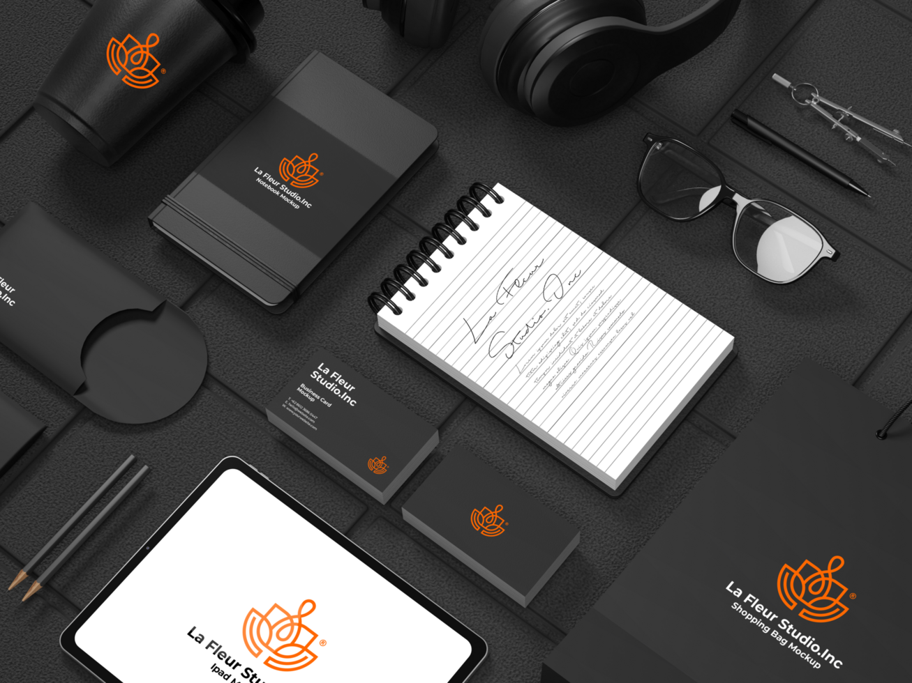 Elegant branding stationery set mockup template Premium Psd