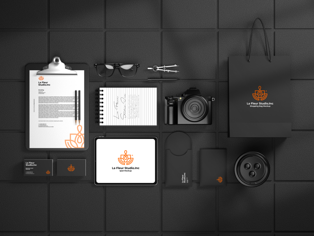 Elegant branding stationery set mockup template Premium Psd