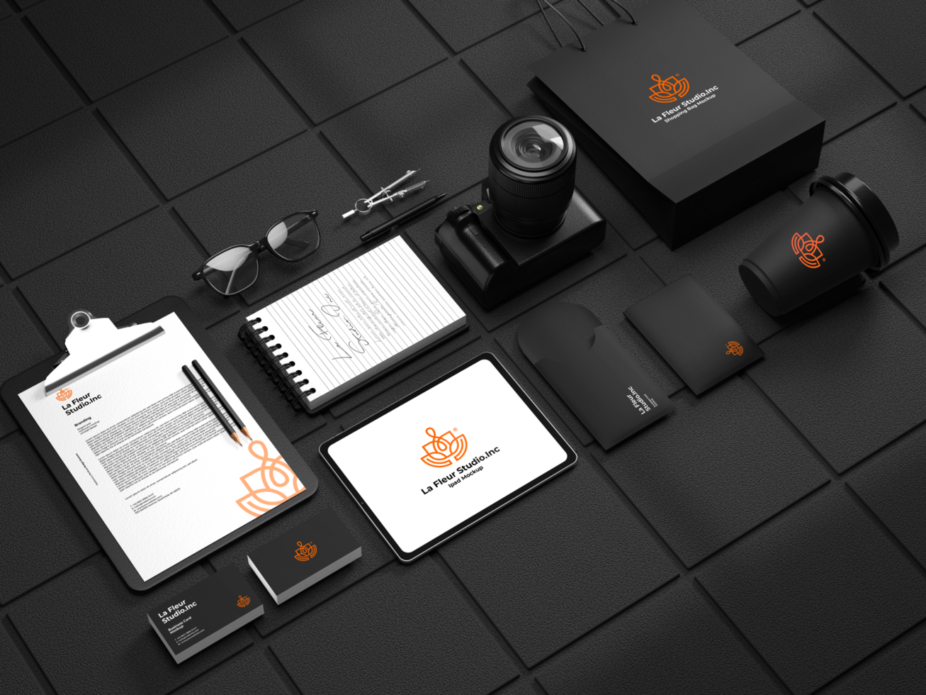 Elegant branding stationery set mockup template Premium Psd