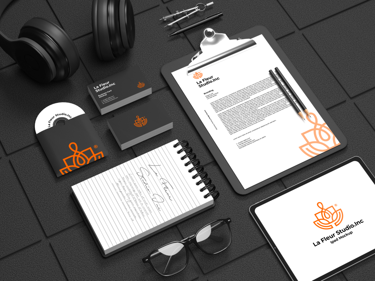 Elegant branding stationery set mockup template Premium Psd