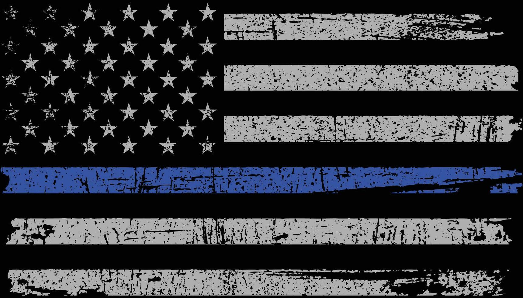 americano bandera con policía apoyo símbolo, Delgado azul línea bandera. vector