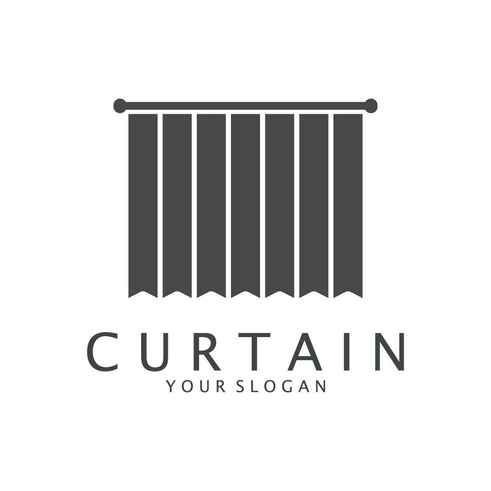 Simple Curtain Logo Template. Curtain Logo For Decoration Of Homes, Apartments, Hotels And Curtain Shops. vector