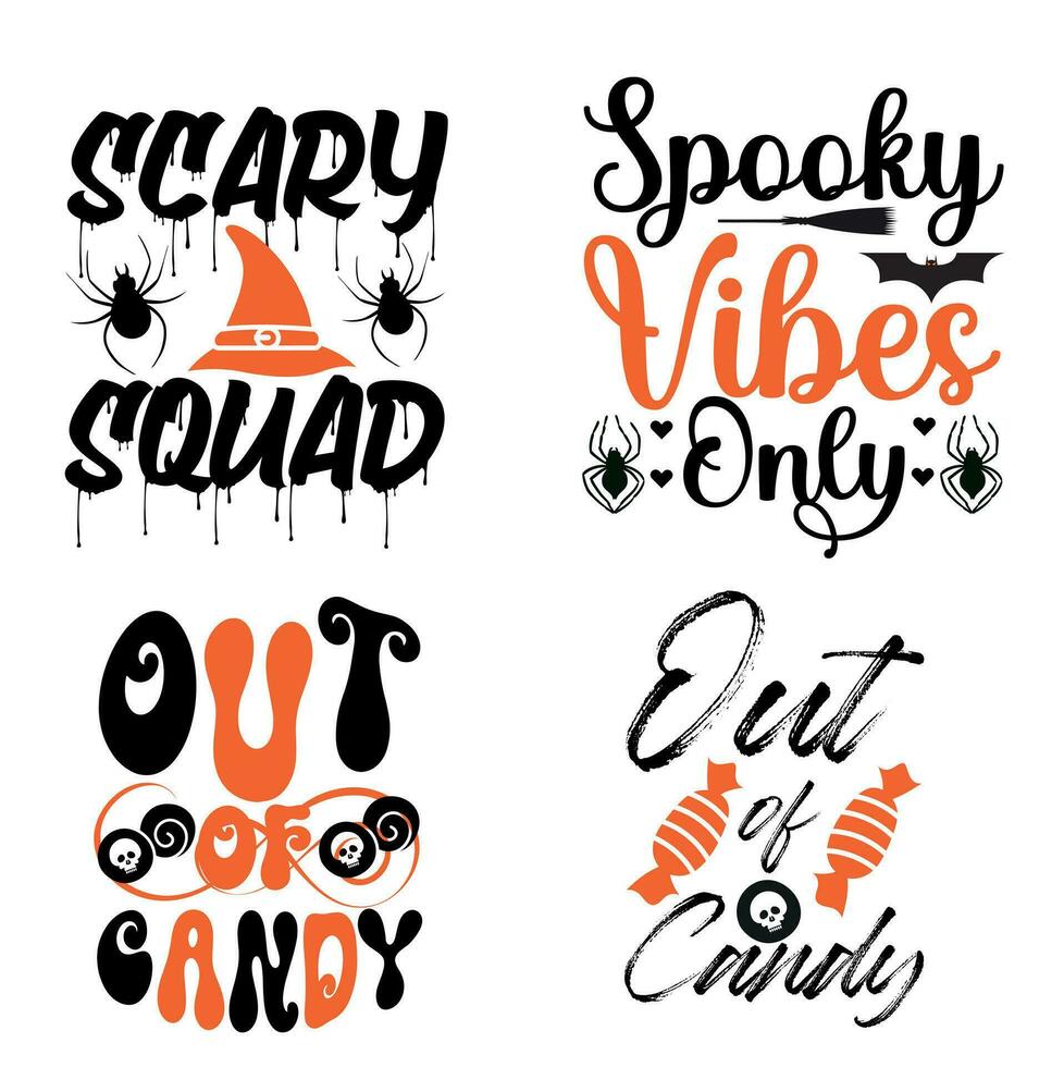 Happy halloween typography pumpkin spooky horror with skull hand illustration white background vector