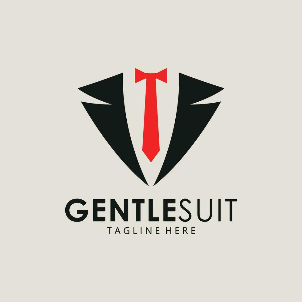 Tuxedo Suit Logo Template with Bow Tie For Men's Fashion. vector