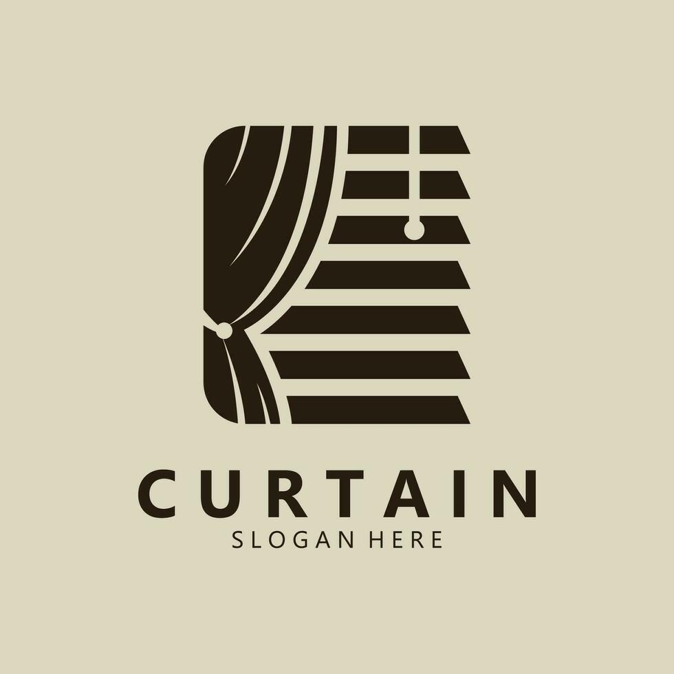 Simple Curtain Logo Template. Curtain Logo For Decoration Of Homes, Apartments, Hotels And Curtain Shops. vector