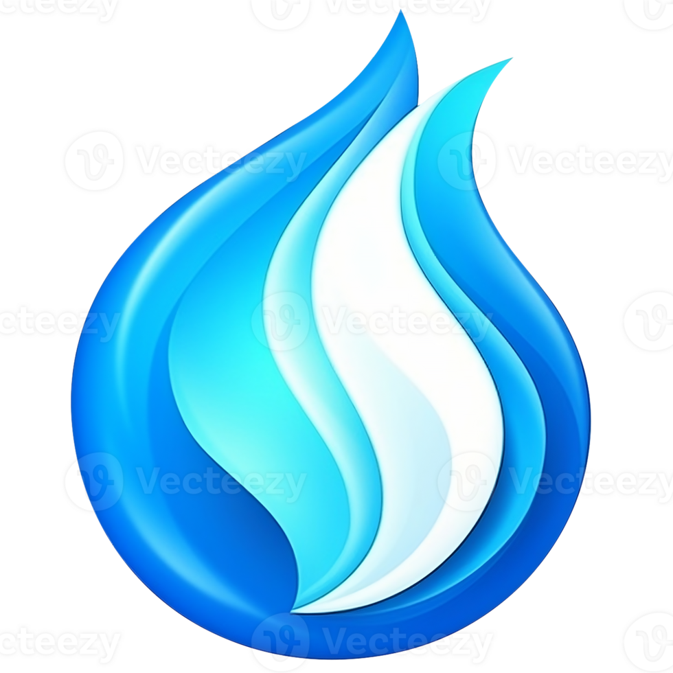 3d rendere blu e bianca fuoco fiamma icona. realistico ossigeno gas. fiammata logo design per emoticon, energia, ui design png