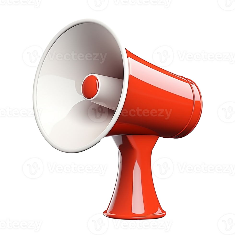 3d render vermelho e branco cor Alto-falante Atenção ícone. megafone alto falante anunciar símbolo png