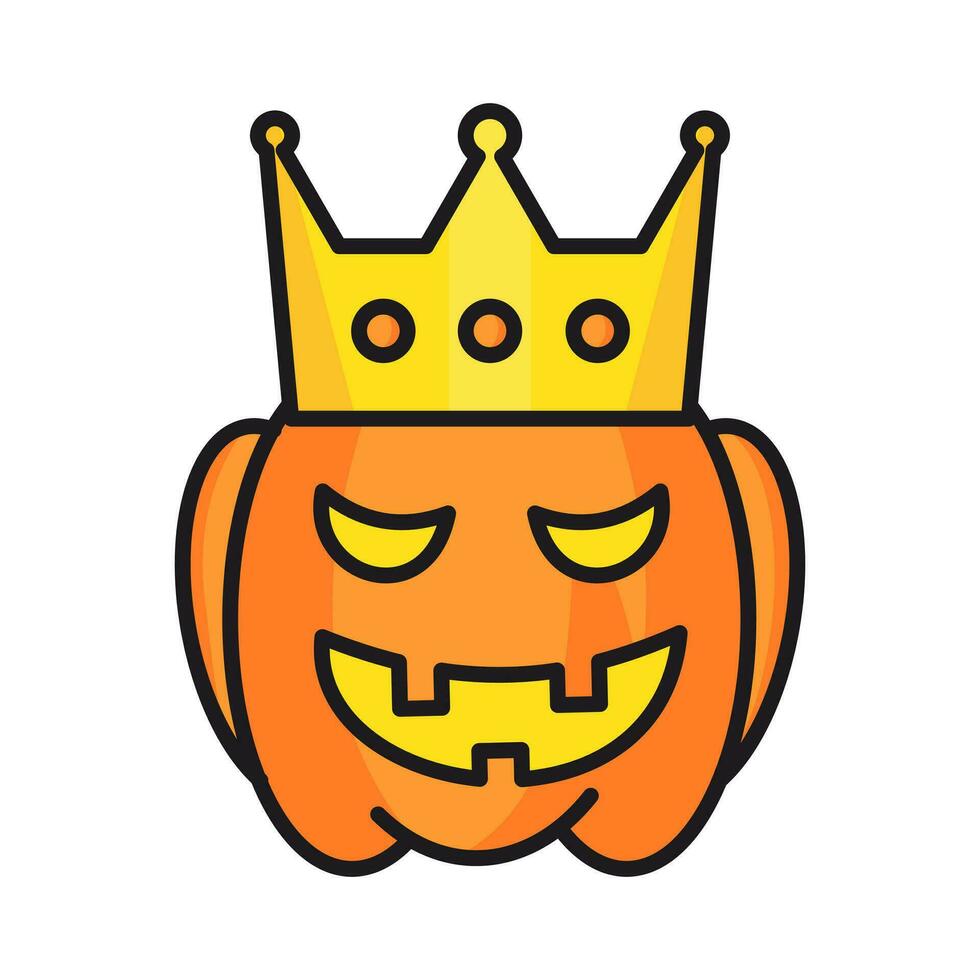 pumpkin king character icon,halloween party,isolated white background. vector