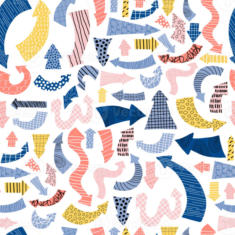 Seamless pattern with Hand Drawn arrows png