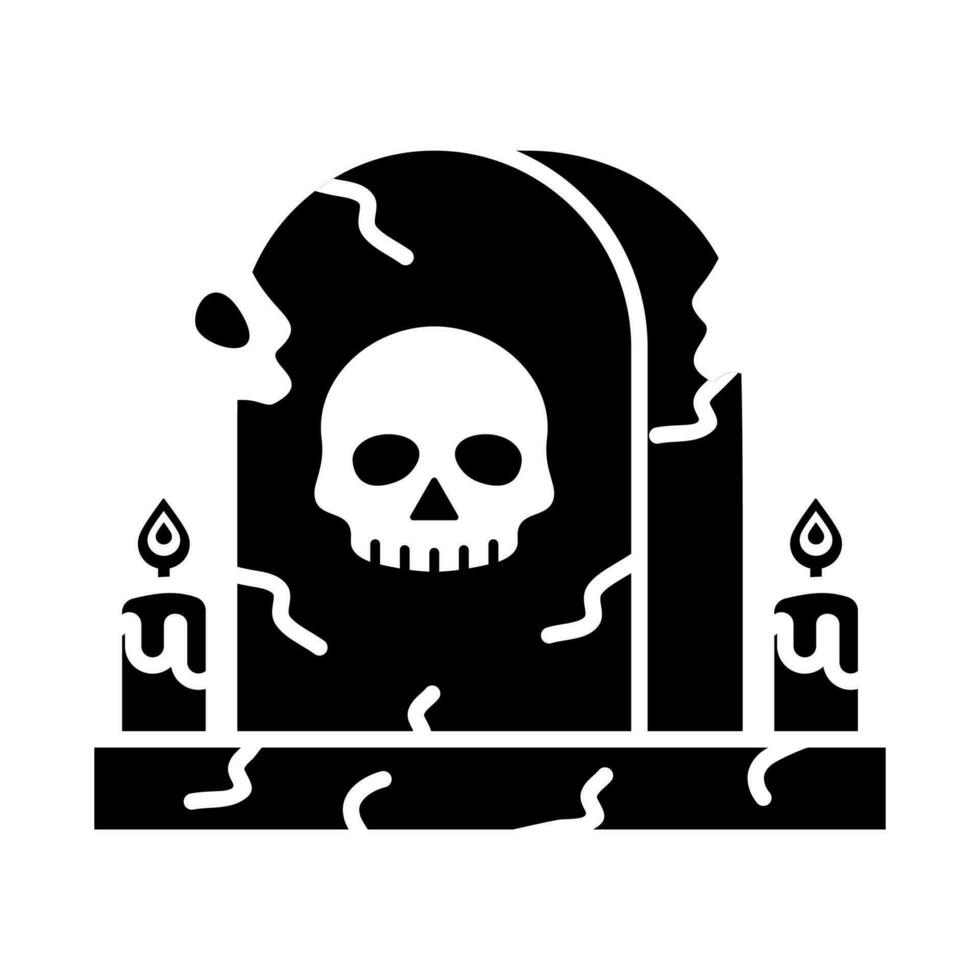 tombstone vector icon. Editable elements. The full-sized item is white. skull tombstone.