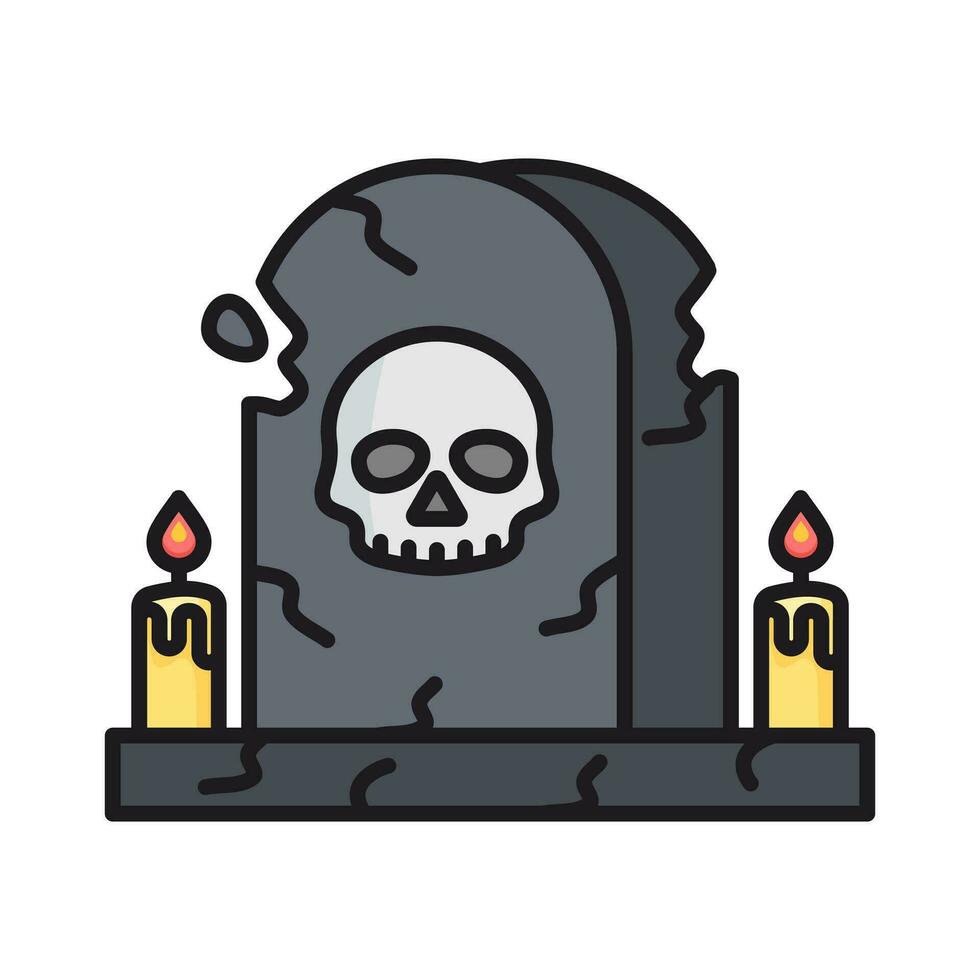 tombstone vector icon. Editable elements. The full-sized item is white. skull tombstone.