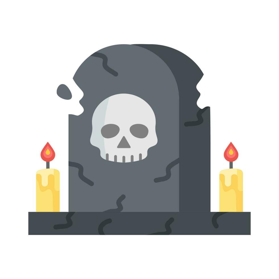 tombstone vector icon. Editable elements. The full-sized item is white. skull tombstone.