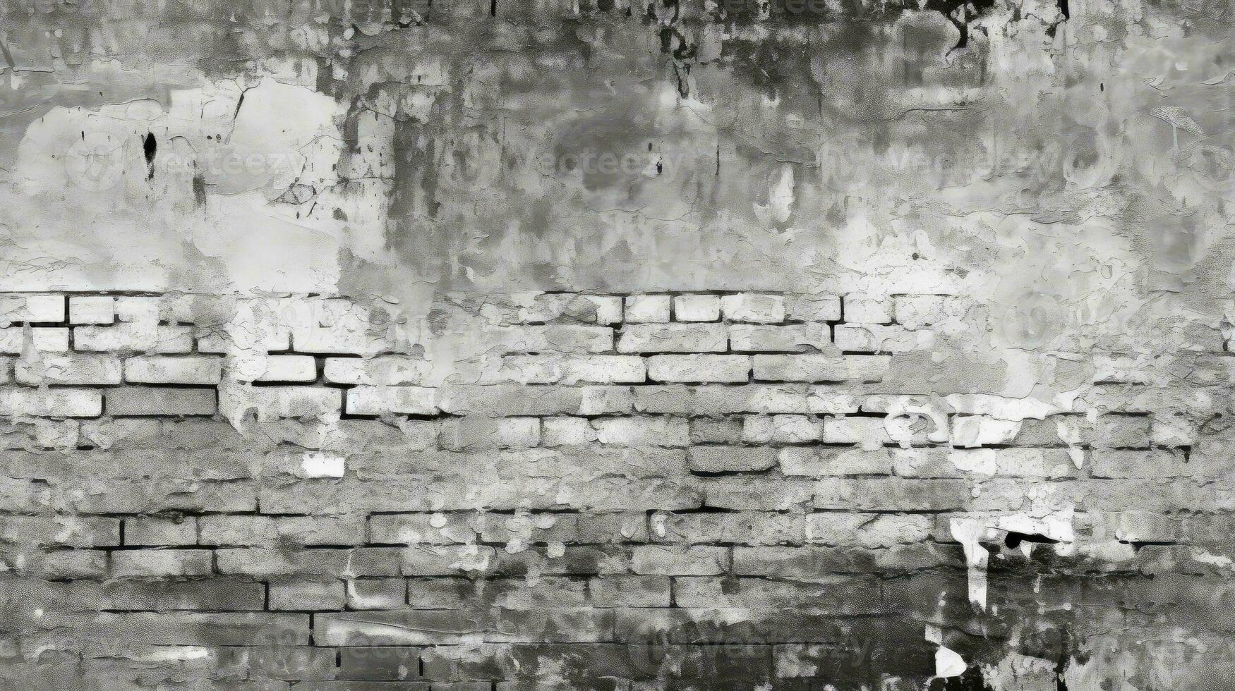 Old black white brick wall background, abstract texture pattern backdrop , Generative AI illustration photo