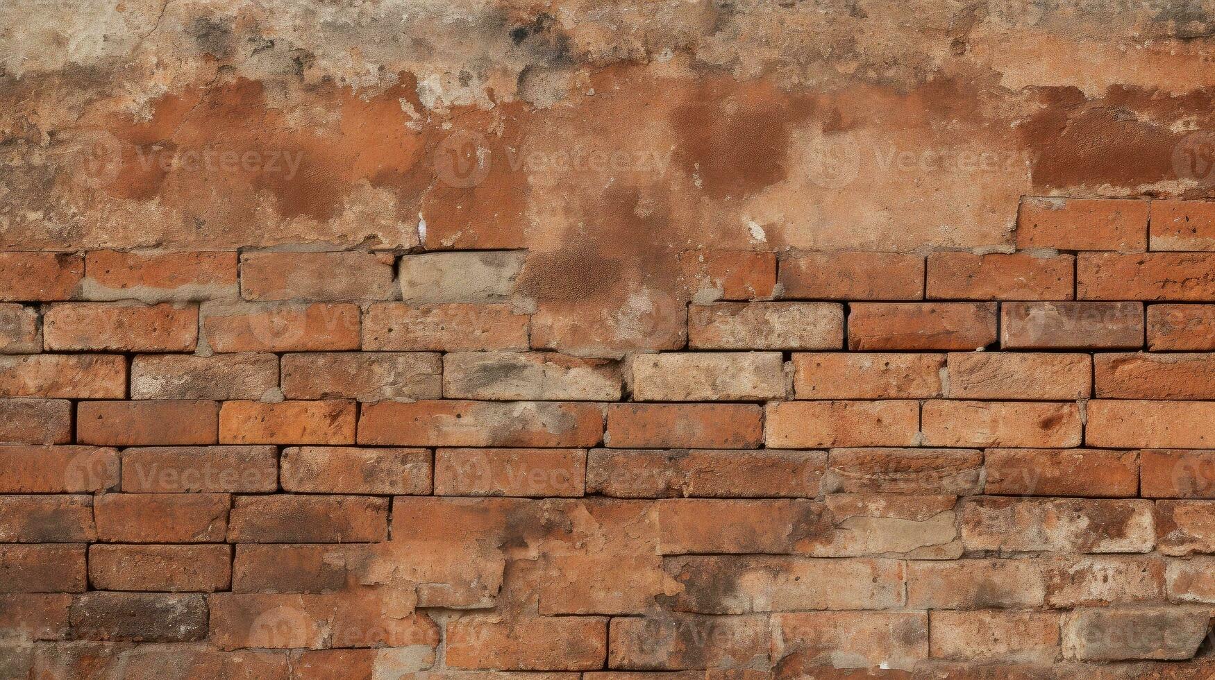 Old red brick wall background, abstract texture pattern backdrop, Generative AI illustration photo