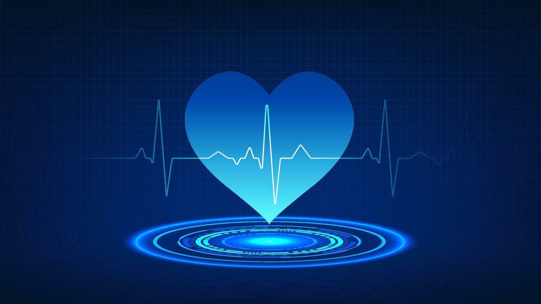 Medical technology Heart placed on technology circle with heart wave It refers to technology that measures a patient's heartbeat in order to diagnose disease and provide treatment. vector