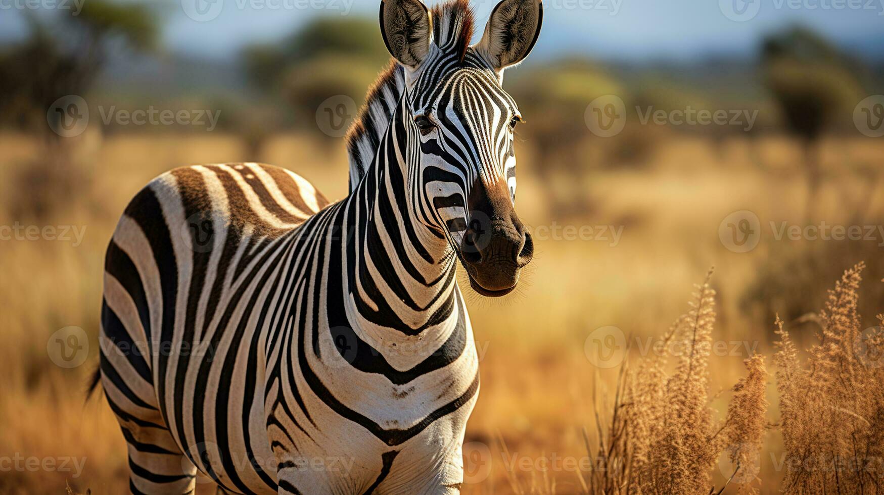 Zebras Thriving in Their Grassland Habitat. Generative AI photo