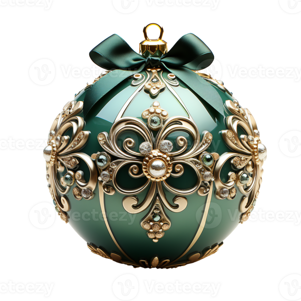 3d luxury Blue Christmas ball decorated with gold, AI Generative. png
