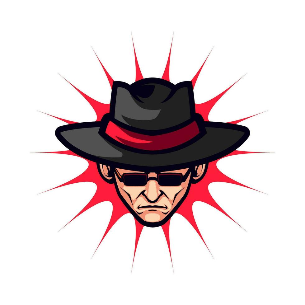 Old Man Wearing a Black Fedora Hat and Sunglasses Mascot vector
