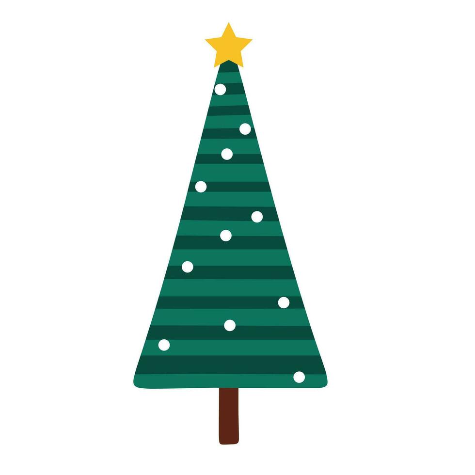 resumen geométrico Navidad El e. pino árbol en plano estilo aislado en blanco antecedentes. vector ilustración.