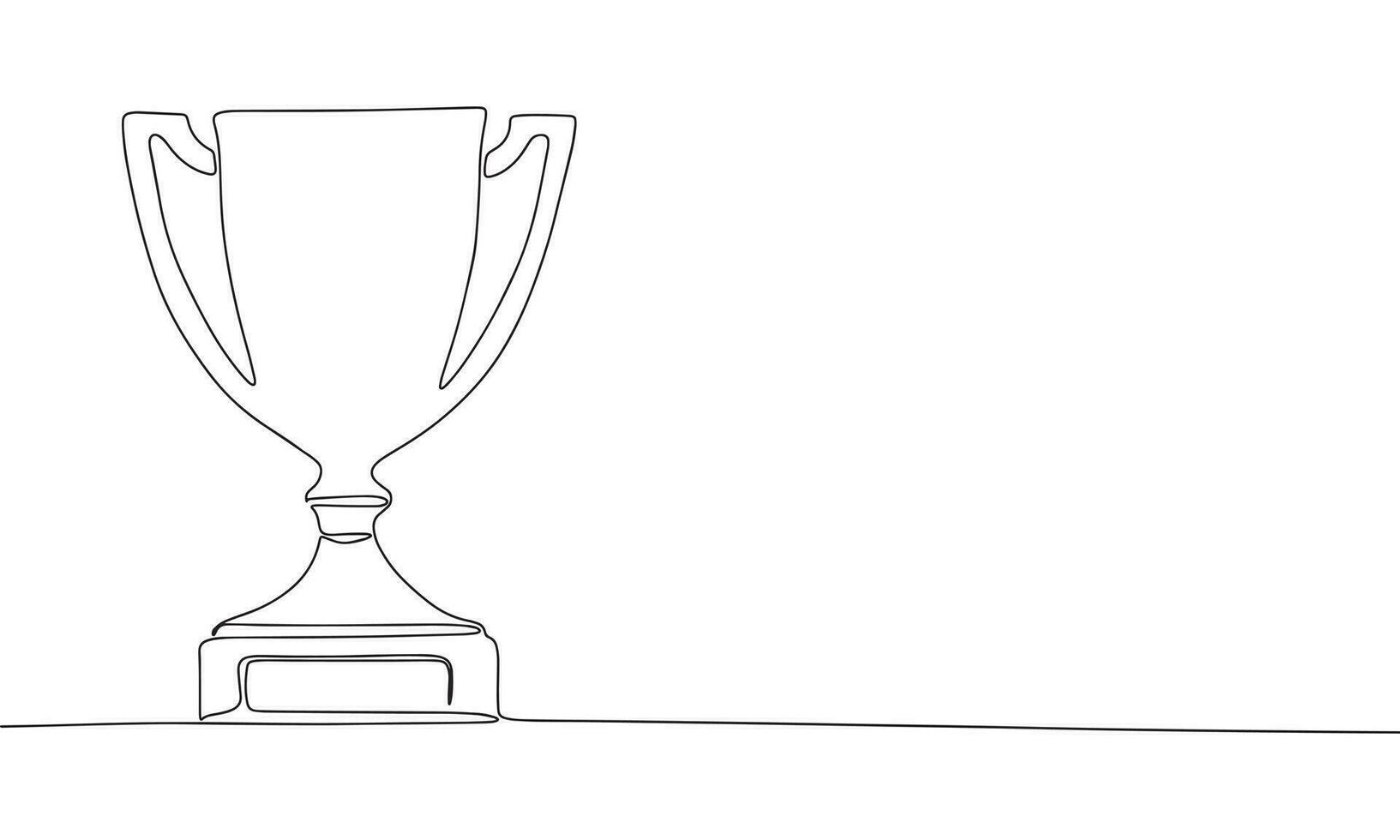 Win cup one line continuous banner. Line art competition concept banner. Outline vector illustration.