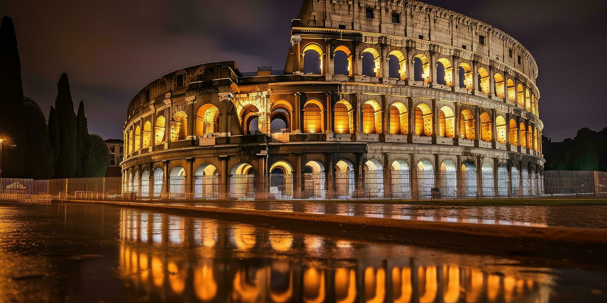 Coliseum at night. Rome - Italy ,Generative AI photo