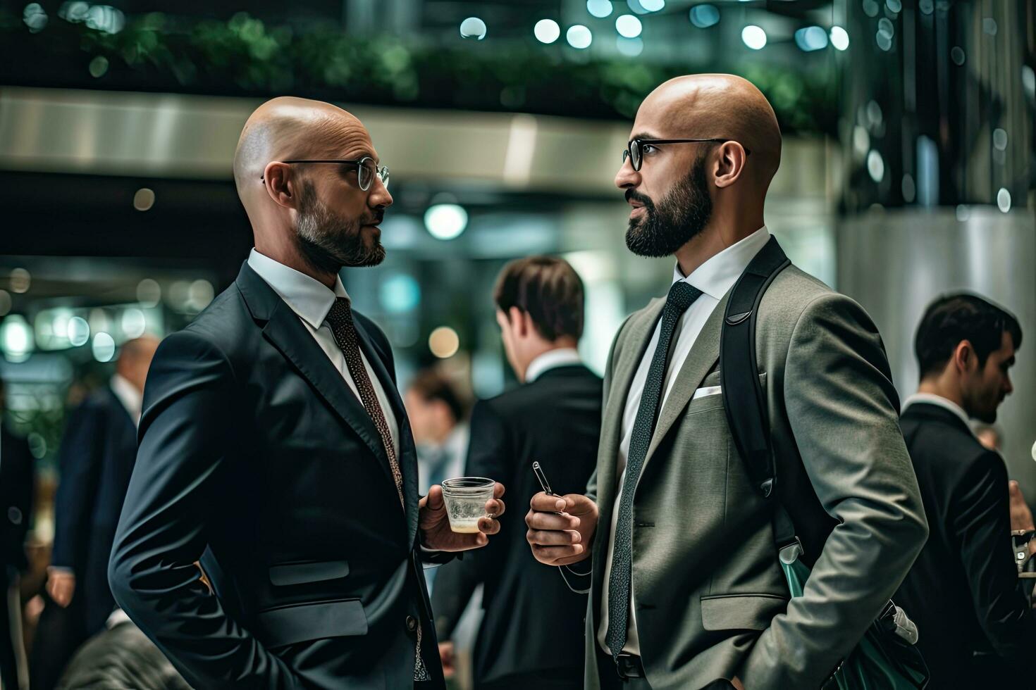 Business people meeting in lobby ,Generative AI. photo