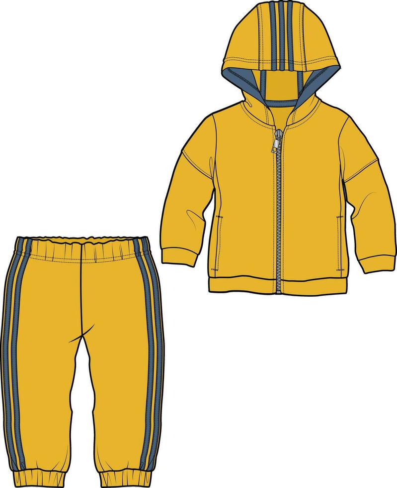 KIDS  WEAR HOODIE AND JOGGER SWEAT SUIT SET TRACK SUIT VECTOR ILLUSTRATION