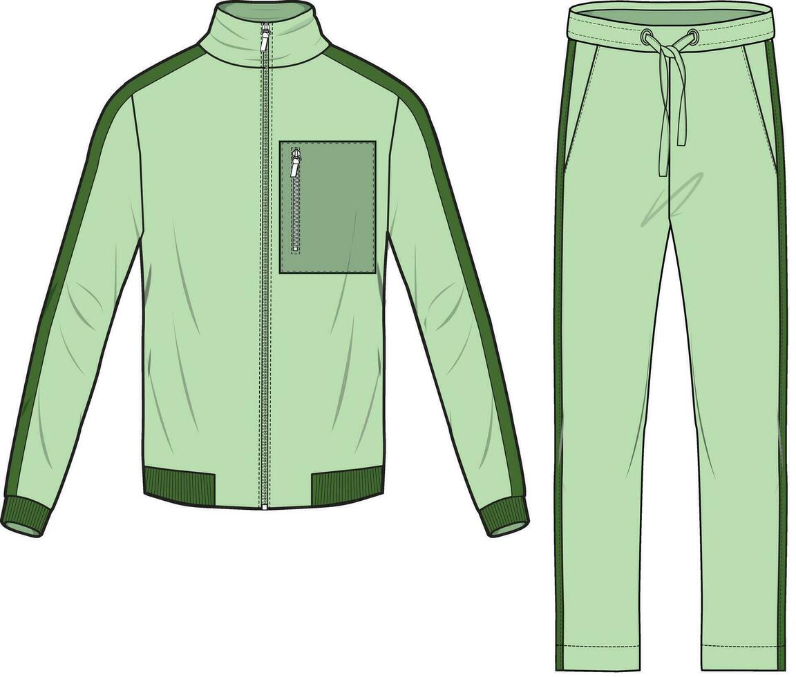 UNISEX WEAR SPORTS WEAR COORDINATE TRACKCUIT TOP AND JOGGER SET VECTOR ILLUSTRATION