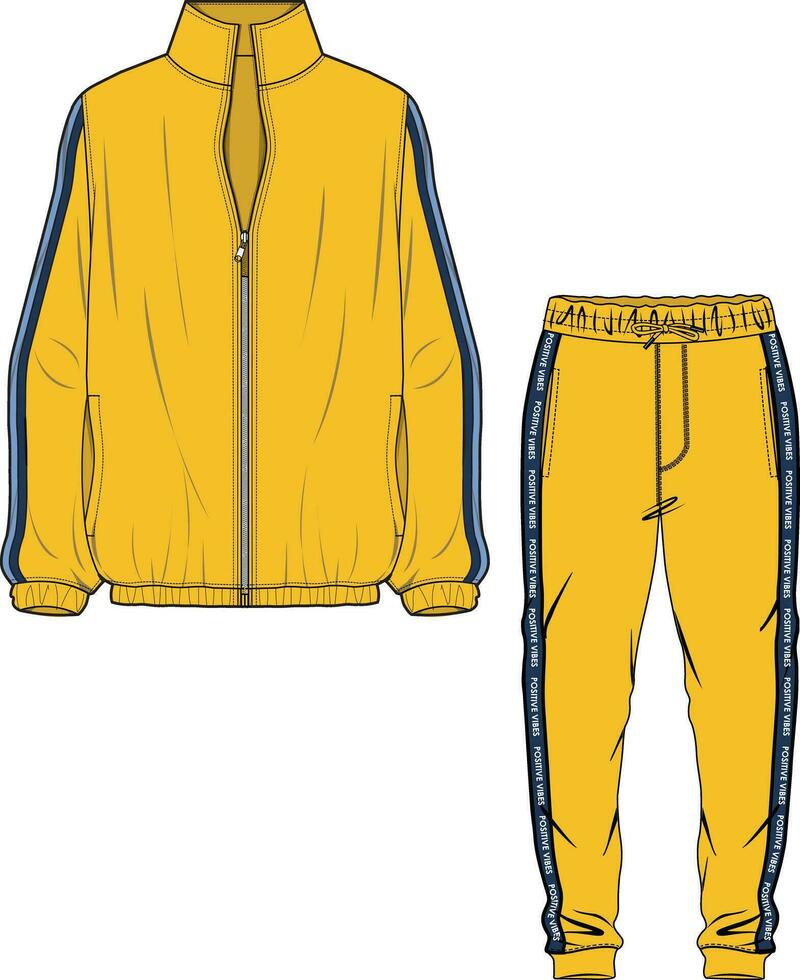 UNISEX WEAR SPORTS WEAR COORDINATE TRACKCUIT TOP AND JOGGER SET VECTOR ILLUSTRATION