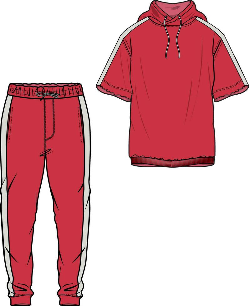 UNISEX WEAR SPORTS WEAR COORDINATE TRACKCUIT TOP AND JOGGER SET VECTOR ILLUSTRATION