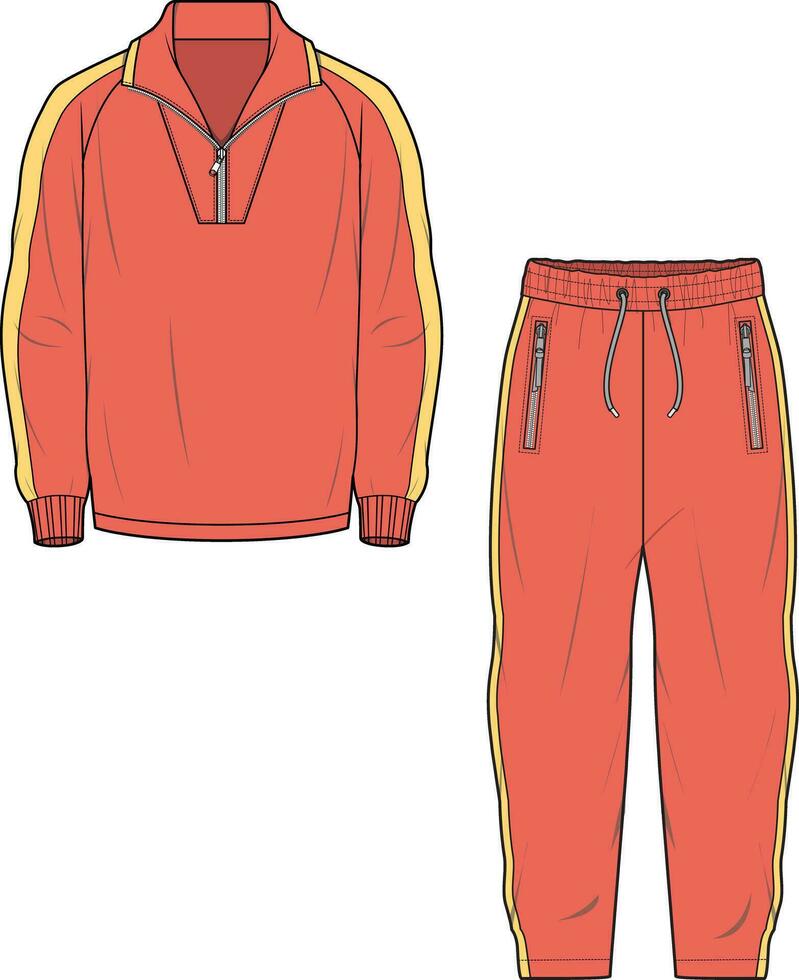 UNISEX WEAR SPORTS WEAR COORDINATE TRACKCUIT TOP AND JOGGER SET VECTOR ILLUSTRATION