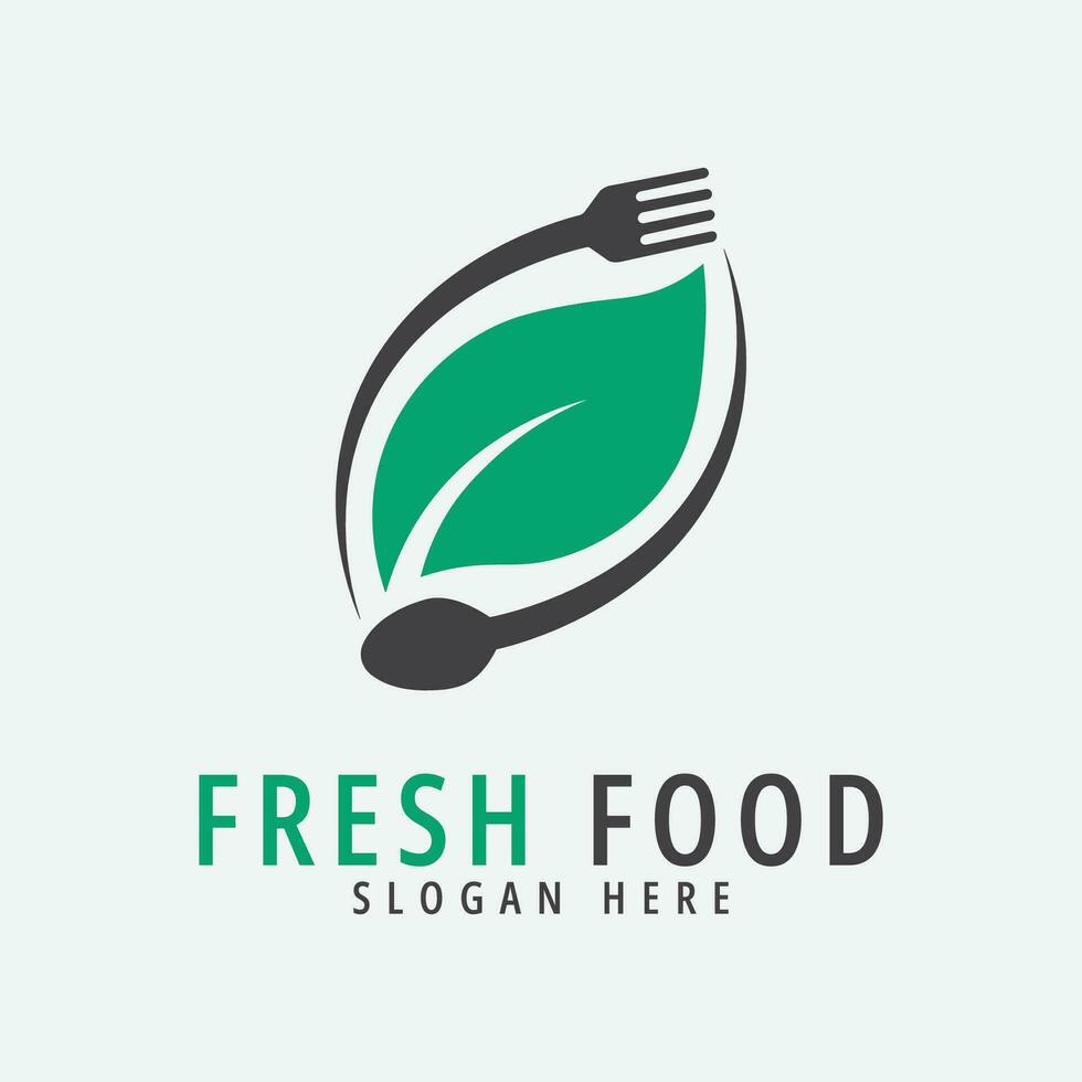 Fresco comida logo vector ilustración diseño