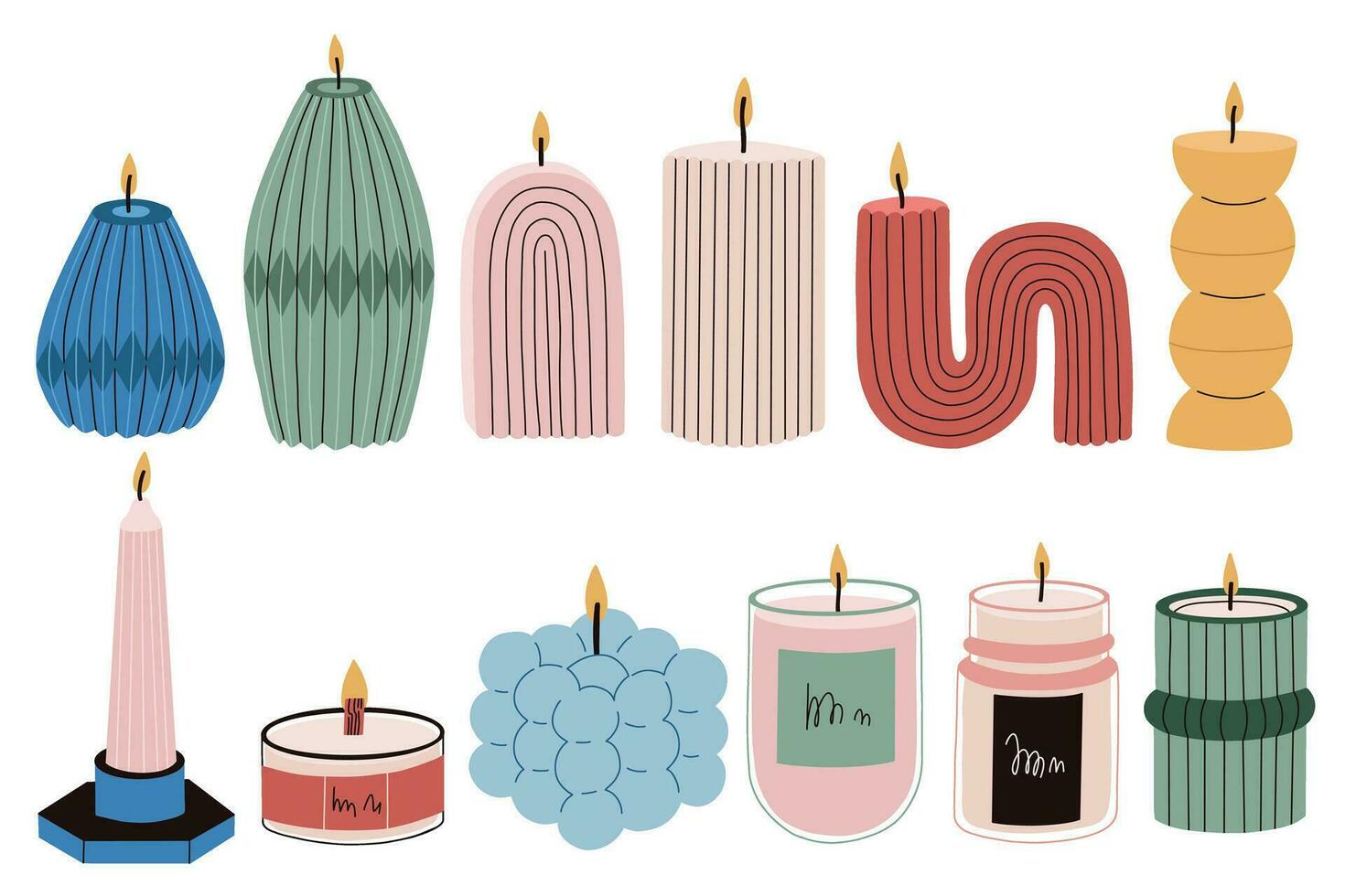 Set Trendy Aroma Candles vector