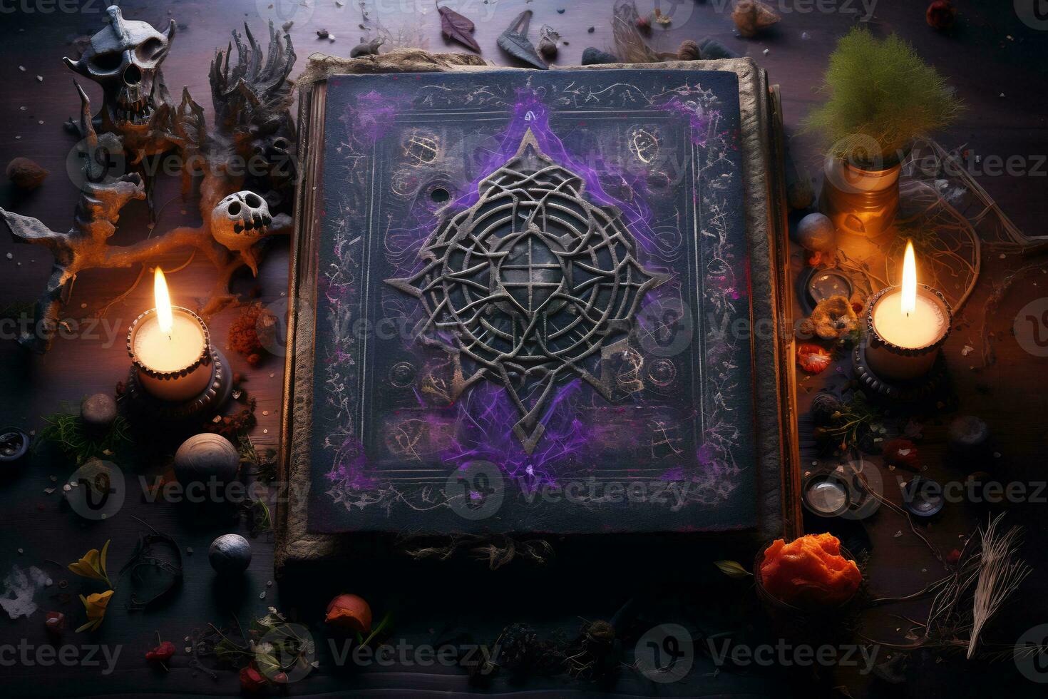 An intricate illustration of a witch ancient spellbook photo
