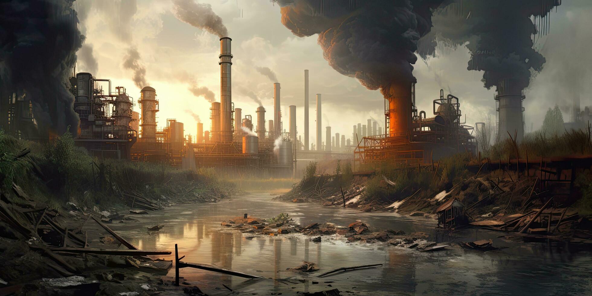 Environmental pollution ,Generative AI . photo